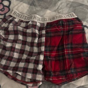 Hollister Red & White Plaid Two-Tone Shorts